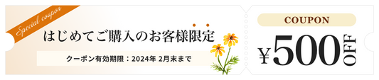 当店をはじめてご利用の方へ。500円オフキャンペーン開催中（～2/29木まで）