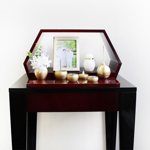 五具足|仏具5点セット|ミニミニ仏具・金(花立・火立・香炉・茶湯器・仏飯器)(日本製)