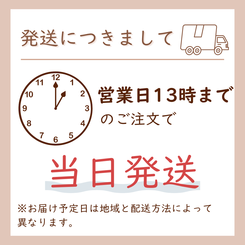 営業日13時までのご注文で、当日発送可能です。