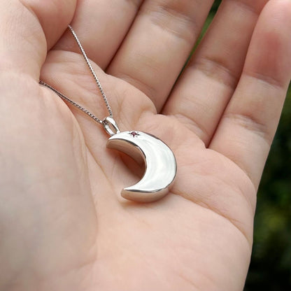 【6月誕生石】遺骨ペンダント|月2 誕生石タイプ|ムーンストーン(ホワイトゴールド14金)(日本製)