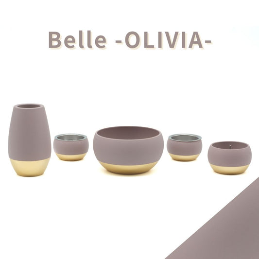 五具足|仏具5点セット|オリビア ベル・マットグレー(花立・火立・香炉・茶湯器・仏器)(日本製)
