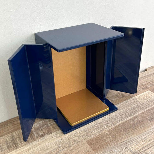 位牌が入るミニ仏壇|祈りの小箱・瑠璃 厨子タイプ大 (厨子と飾り台のセット) (日本製・漆仕上げ)