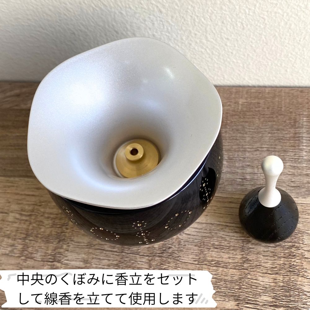 おりん|虹シリーズ|リンセンスRINCENSE・柄入り(墨色)|おりん・お線香立て(日本製)