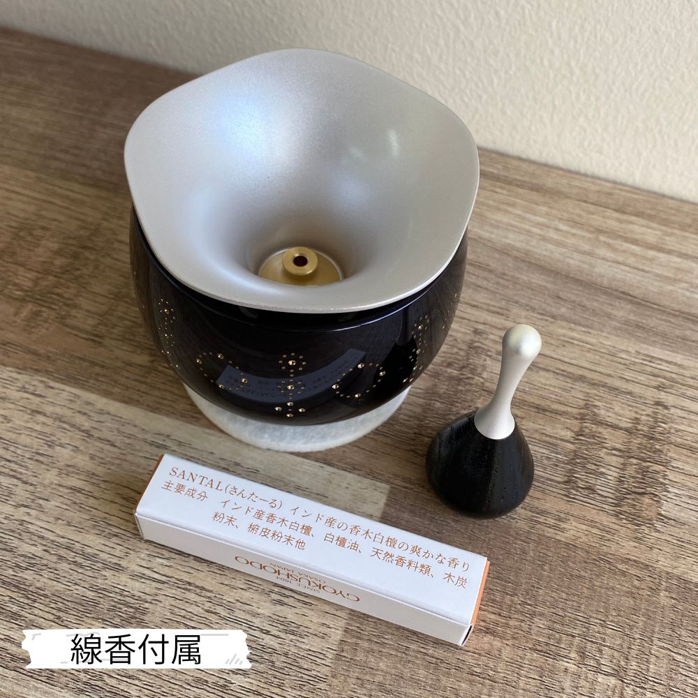 おりん|虹シリーズ|リンセンスRINCENSE・柄入り(墨色)|おりん・お線香立て(日本製)