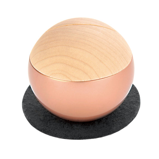 ミニ骨壷|ピクチュアリ・スフィア|ピンク(真鍮製・写真立てタイプ)