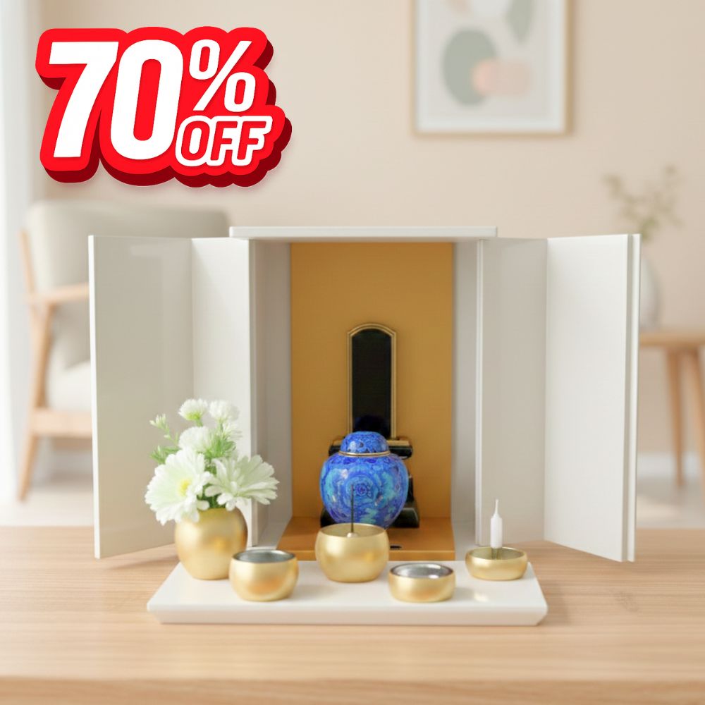 位牌が入るミニ仏壇|祈りの小箱（大）卯の花|厨子タイプ（厨子と飾り台の2点セット）日本製・漆