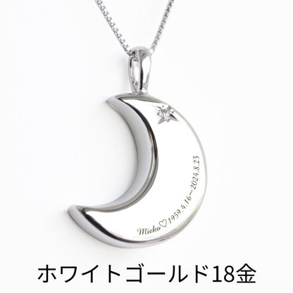 【4月誕生石】遺骨ペンダント|月2 誕生石タイプ|ダイヤモンド（ホワイトゴールド18金）（日本製）