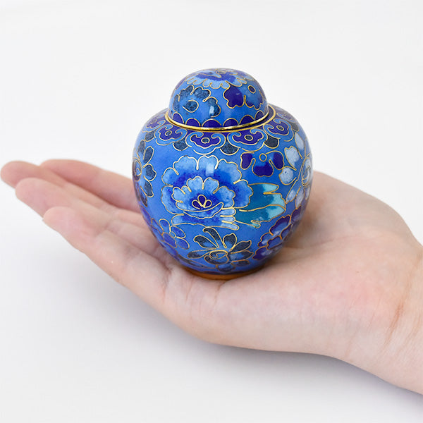 【今だけ無料！名入れできる刻印ステージ】ミニ骨壷|七宝シリーズ|青花(七宝焼き)