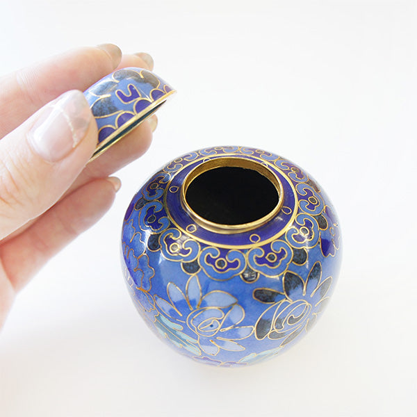 【今だけ無料！名入れできる刻印ステージ】ミニ骨壷|七宝シリーズ|青花(七宝焼き)