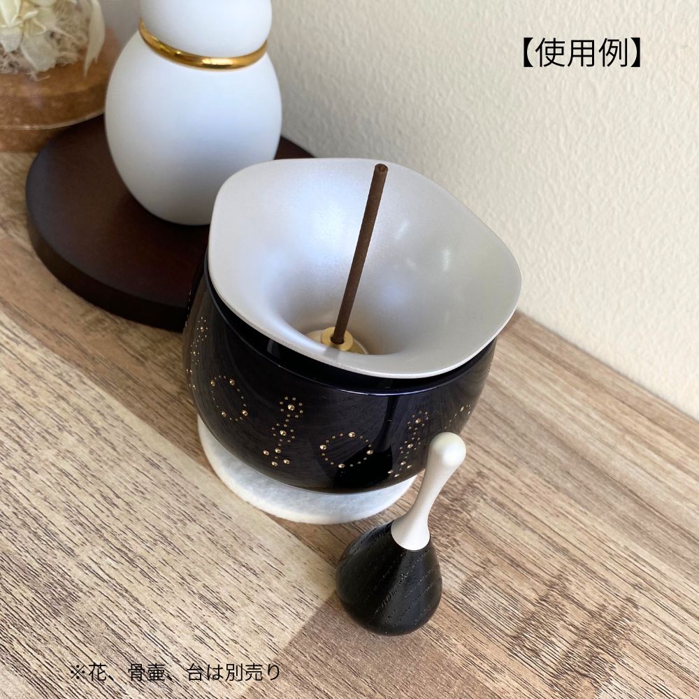 おりん|虹シリーズ|リンセンスRINCENSE・柄入り(墨色)|おりん・お線香立て（日本製）