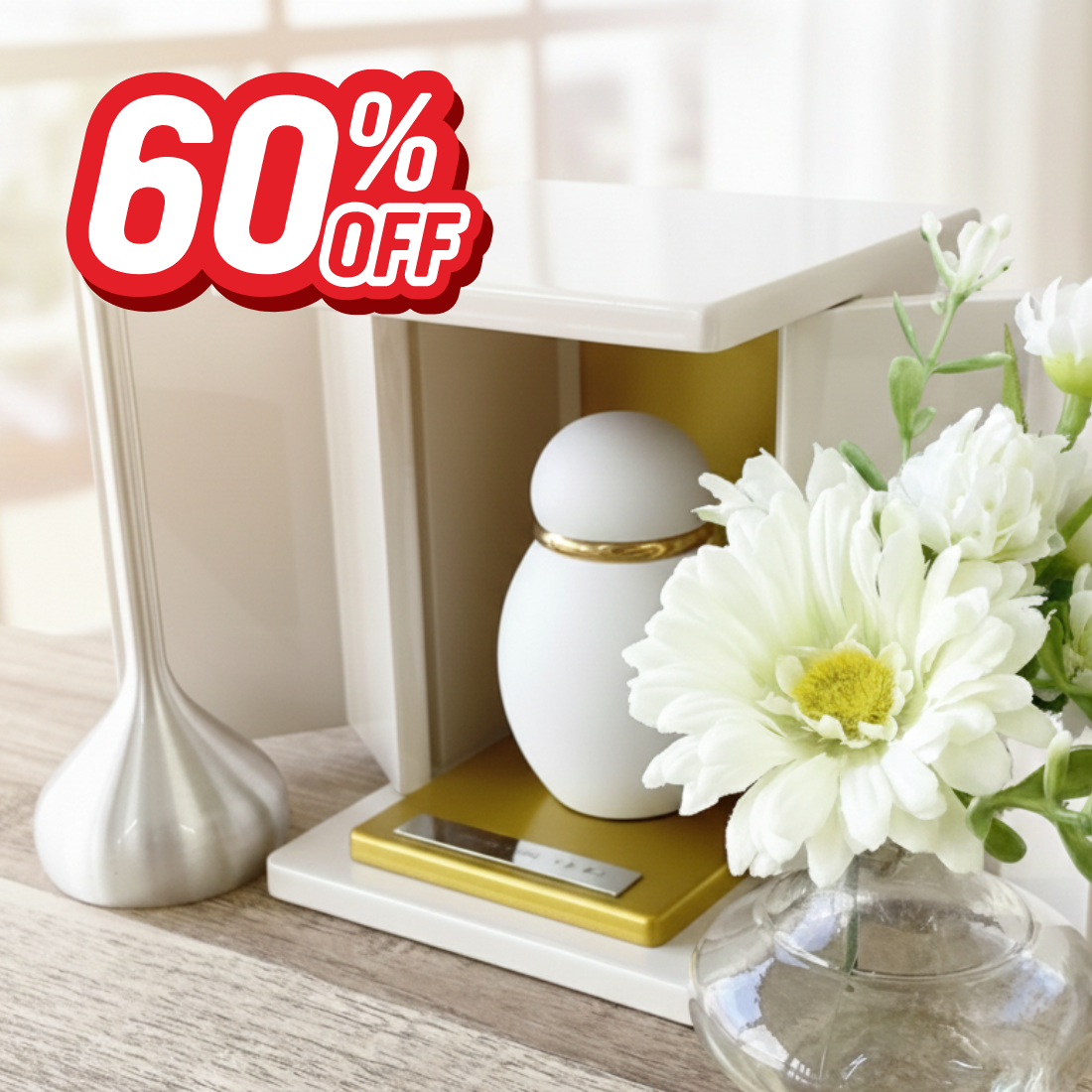 ミニ仏壇|祈りの小箱・卯の花　厨子タイプ小（日本製・漆仕上げ）